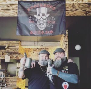 Stockport Beards Meet - April 2019 - Bob & Staff @ Vinabod under SBC Flag