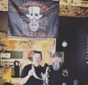 Stockport Beards Meet - April 2019 - Paul & Staff under the SBC flag